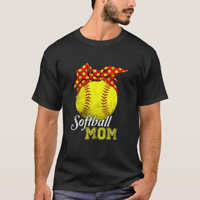 T-shirt Maman de softball Leopard Funny Baseball Maman D (Devant)