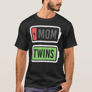 T-shirt Maman De Twins Faible Batterie Recharge Fête Des M