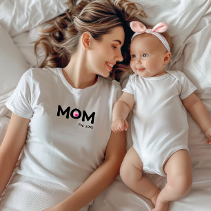 T-Shirt Maman Double Cœur Texte Noir Établi