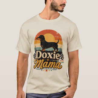 T-shirt Maman Doxie Vintage Crépuscule Rétro Chien Dachshu