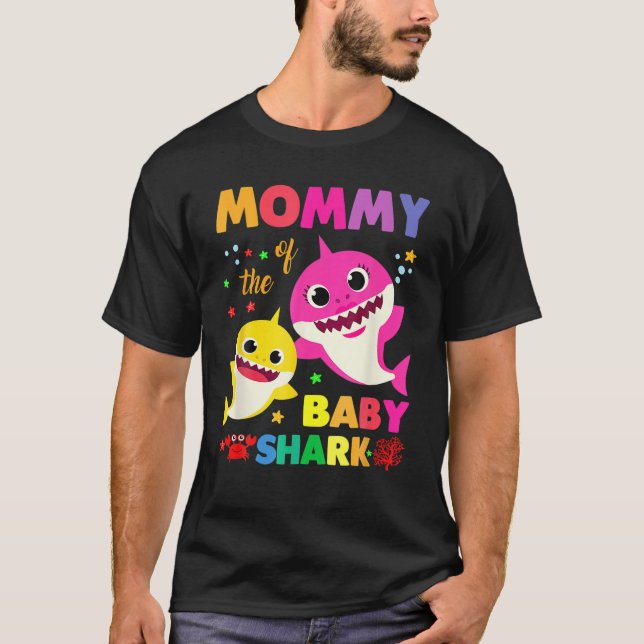 T-shirt Maman Du Bébé Requin Anniversaire Maman Requin Cop (Devant)