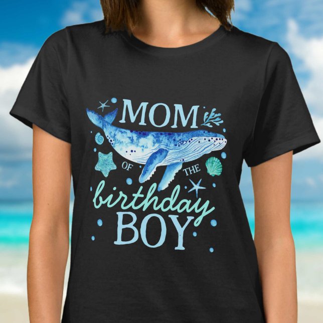 T-shirt Maman du garçon d'anniversaire sous la mer aquarel (Mom of The Birthday Boy Under the Sea Watercolor T-Shirt)