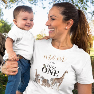T-shirt Maman du premier anniversaire Safari Wild One
