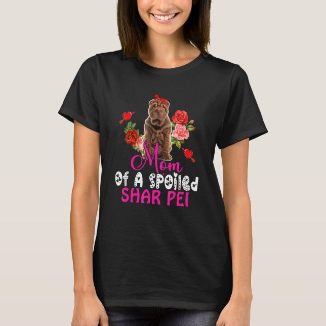T-shirt Maman D'Un Shar Pei Cute Shar Pei Chien Bow Ti (Devant)