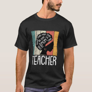 T-shirt Maman Enseignante noire Retro Afro Cheveux Melanin