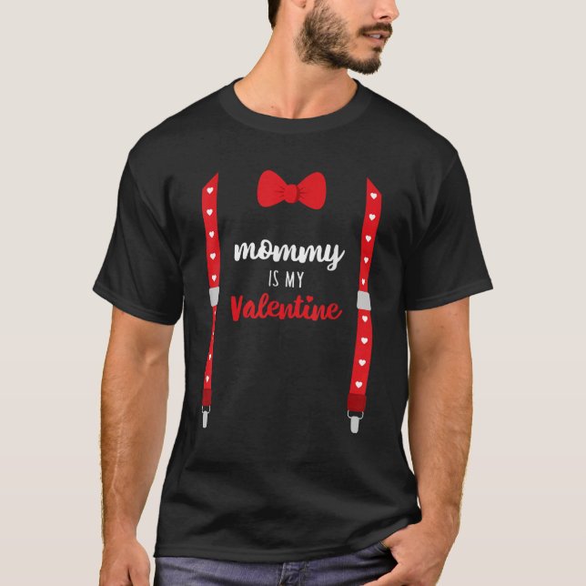 T-shirt Maman Est Mon Coeur Valentin Maman Suspendante Bow (Devant)