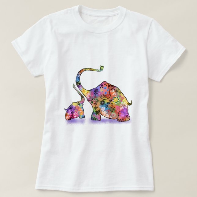 T-shirt maman et bébé éléphant (Design devant)