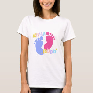 T-shirt Maman et Bébé Empreintes Roses et Bleues Mignonnes