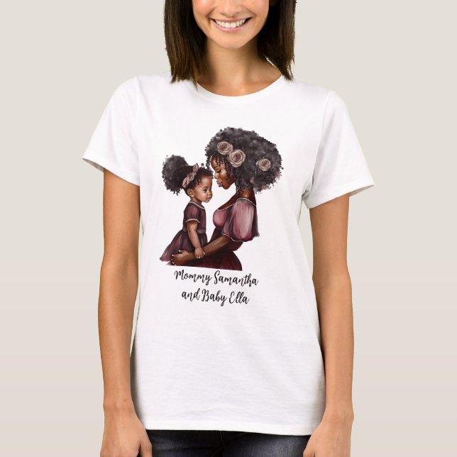 T-shirt Maman et fille noire personnalisée (1) (Devant)