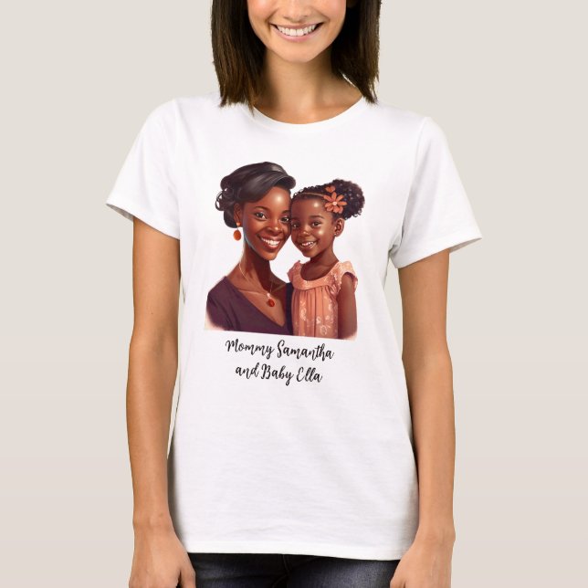 T-shirt Maman et fille noire personnalisée (10) (Devant)