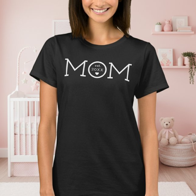 T-shirt Maman Etabli Coeur Noir Minimal (Créateur téléchargé)