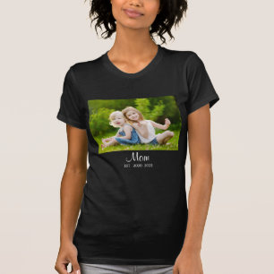 T-shirt Maman Etabli Script Photo Fête des mères