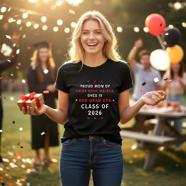 T-shirt Maman fière de son diplômé Promotion 2026 Rouge No