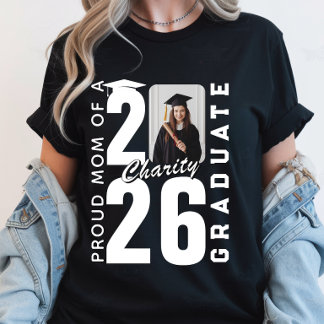 T-shirt Maman fière du diplômé 2026 Photo personnalisée de