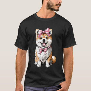 T-shirt Maman Fille Akita Chien Maman Fille Rose Fête des