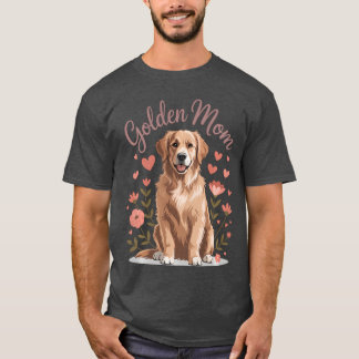 T-shirt Maman Golden Retriever Féminin Floral Amoureux Chi