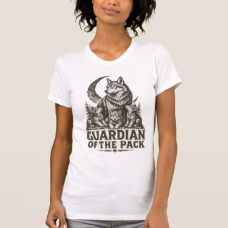 T-shirt Maman Loup et Loulous Forêt Lune Nature Graphique