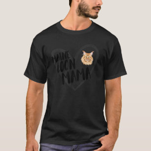 T-shirt Maman Maine Coon Cœur Drôle Mot de Maman Chat Main