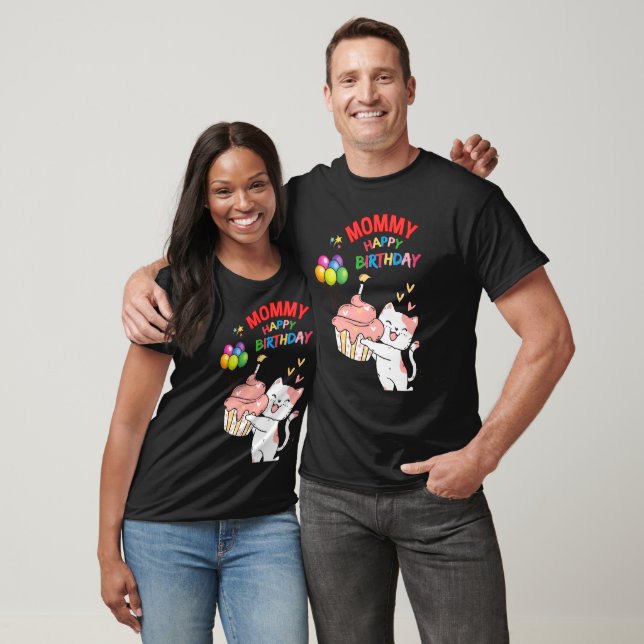 T-shirt Maman mère Anniversaire Chat Chandelle Ballons (Unisexe)