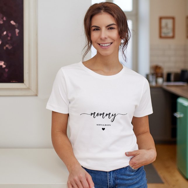 T-shirt Maman Moderne Maman Enfants Personnalisé Noms de f (Créateur téléchargé)