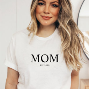 T-shirt Maman Moderne Noir Personnalisée Établie