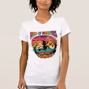 T-shirt Maman Monstres Halloween Sorcière Citrouilles Chau