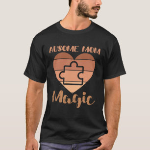 T-shirt Maman noire autismique Maman ausome Puzzle Pi Magi