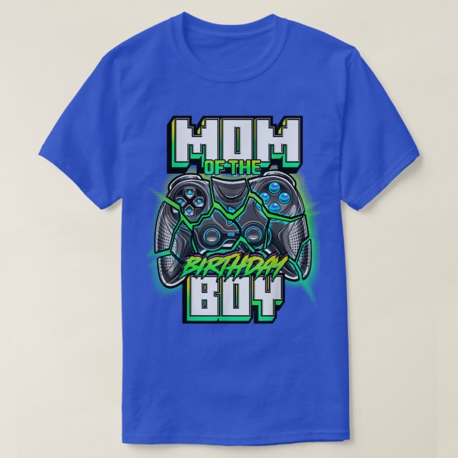 T-shirt Maman of the Birthday Boy Matching Family Vidéo Je (Design devant)