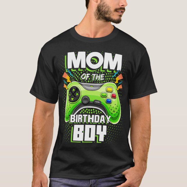 T-shirt Maman of the Birthday Boy Matching Video Gamer Bir (Devant)