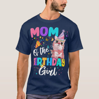 T-shirt Maman Of The Birthday Girl Cat Kitten Theme Family