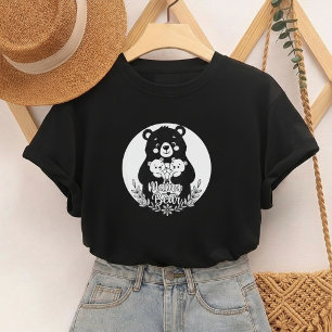T-shirt Maman ours avec deux oursons dessin au trait de cœ