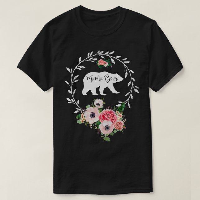 T-shirt Maman Ours Noël Famille Pyjama Fleur de Noël Maman (Design devant)