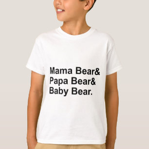 T-shirt Maman Ours, Papa Ours, Bébé Ours Boucle d'or