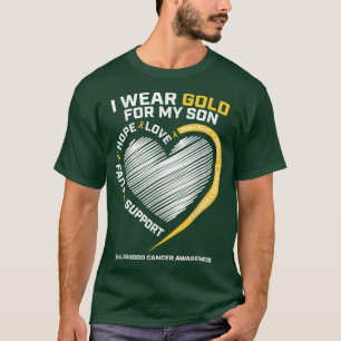 T-shirt Maman Papa I Wear Gold For My Son Childhood Cancer
