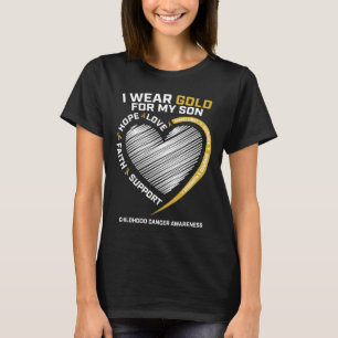 T-shirt Maman Papa I Wear Gold For My Son Childhood Cancer