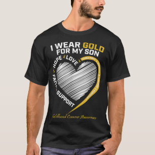 T-shirt Maman Papa I Wear Gold For My Son Childhood Cancer