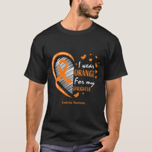 T-shirt Maman Papa Je Porte Orange Pour Ma Fille Leukemia 