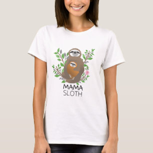 T-shirt Maman paresseux tenant bébé paresseux dans la forê