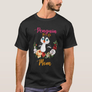 T-shirt Maman pingouin Floral Penguin Bow Cravate Lover Mè