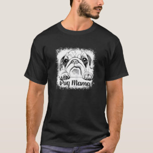 T-shirt Maman Pug Féminin Maman de Chien Mignonne Décoloré