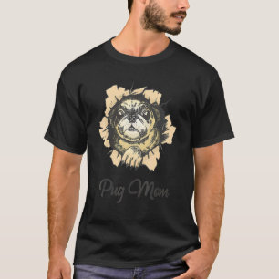 T-shirt Maman Pug Mur Déchiré