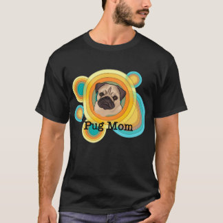 T-shirt Maman pug rétro coloré 