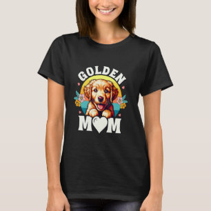 T-shirt Maman Retriever Doré Coloré Rétro Coucher de Solei