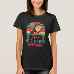 T-shirt Maman Rétro Vintage D'un Pomeranian Gâté Chien Mig