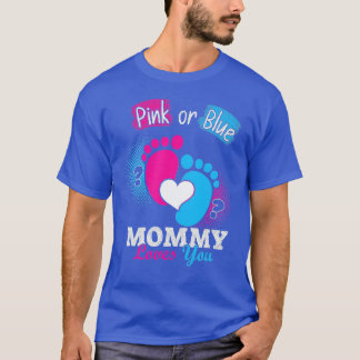 T-shirt Maman Rose Ou Bleue Vous Aime Genre Révéler Bébé