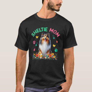 T-shirt Maman Sheltie Fête des Mères Floral Mignonne Propr