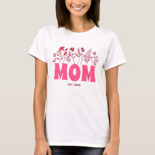T-shirt Maman Super Fleur Vintage rose Fleur Florale Fête 