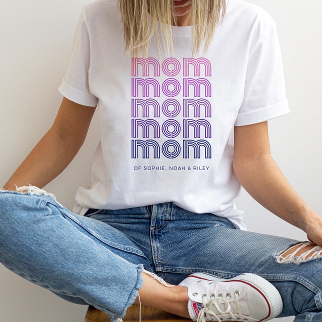 T-shirt Maman | Texte de style Disco rose et violet (A trendy, disco style shirt for mom)