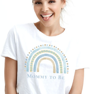 T-shirt Maman to Be Blue Boho Rainbow