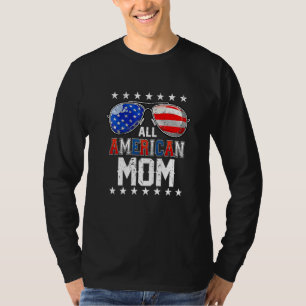 T-shirt Maman Tout Américaine Lunettes de soleil Drapeau A